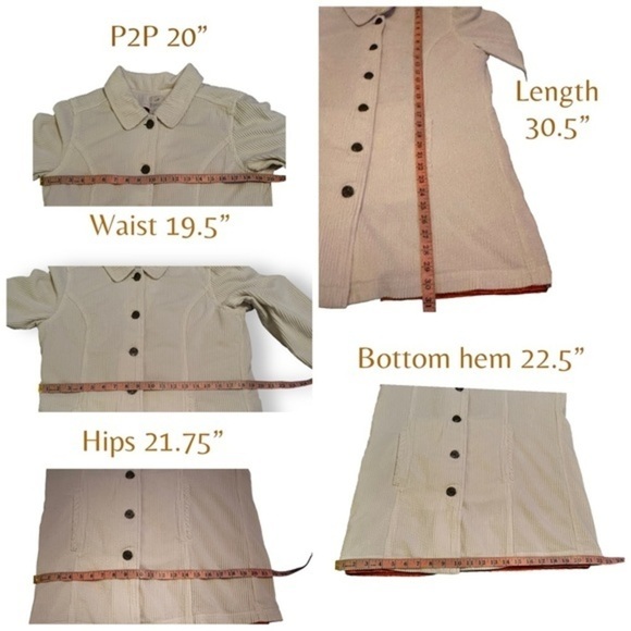 J. Jill Cream Button Up Corduroy Jacket w. Removable Quilted Orange Lining Small - Picture 14 of 14